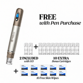 Dr. Pen HydraPen H3 with 2 cartridges included, plus free with your pen: 10 extra bonus cartridges and 10 Medipal skin wipes