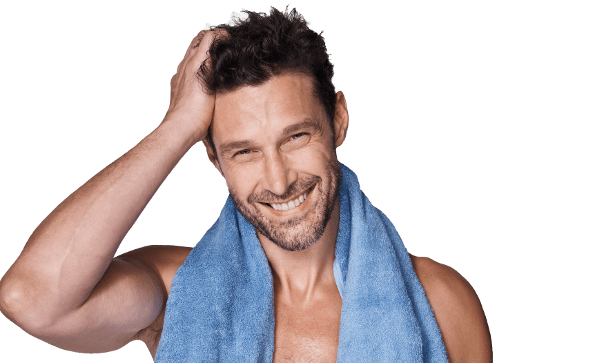 Man with fuller-looking hair, mesoestetic tricology